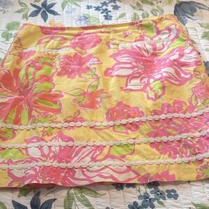 Lilly Pulitzer Vibrant Pink and Yellow Mini Skirt